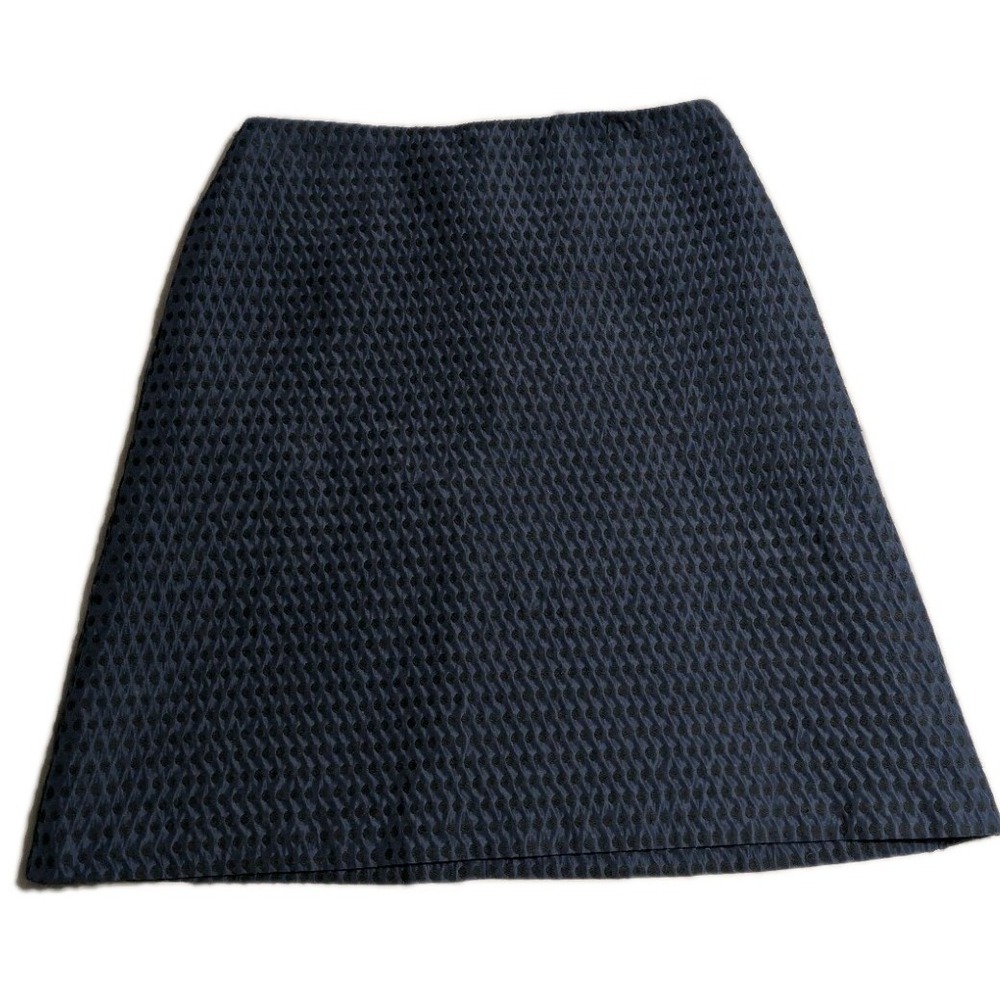 Boden Textured Jacquard A Line Skirt Navy Blue Polka Dot Womens US 6